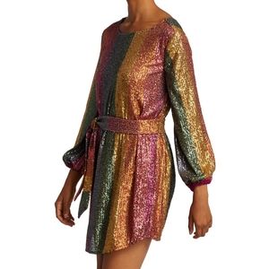 FARM RIO × Rainbow Sequin Mini Dress